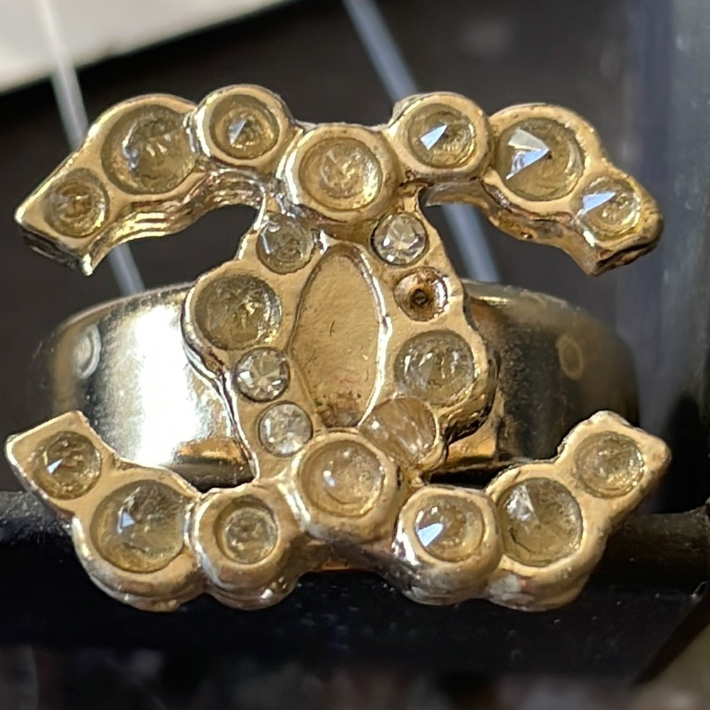 Chanel resin cc logo crystal gold ring - Picture 8 of 10